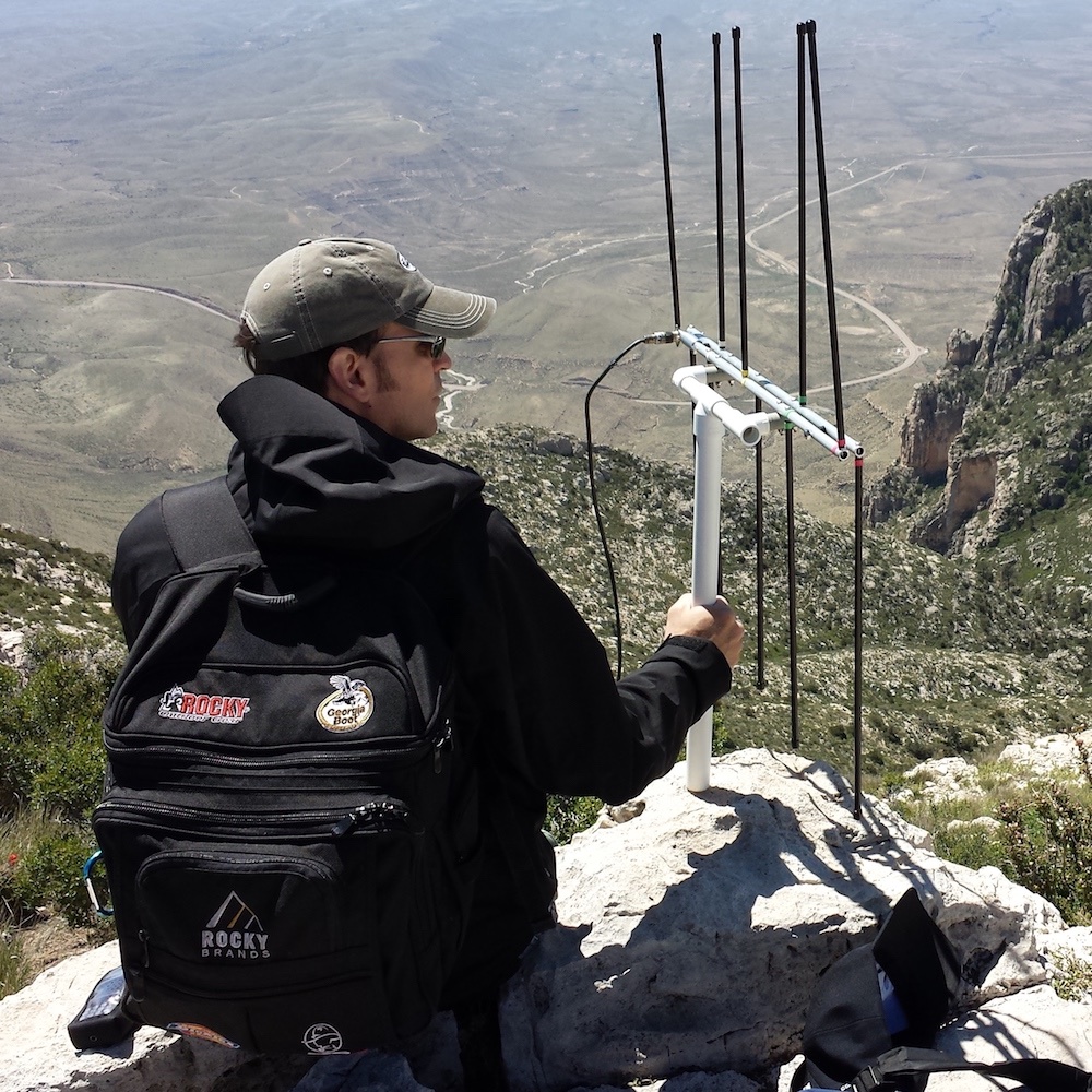 Man on a mountain top VHF Contesting